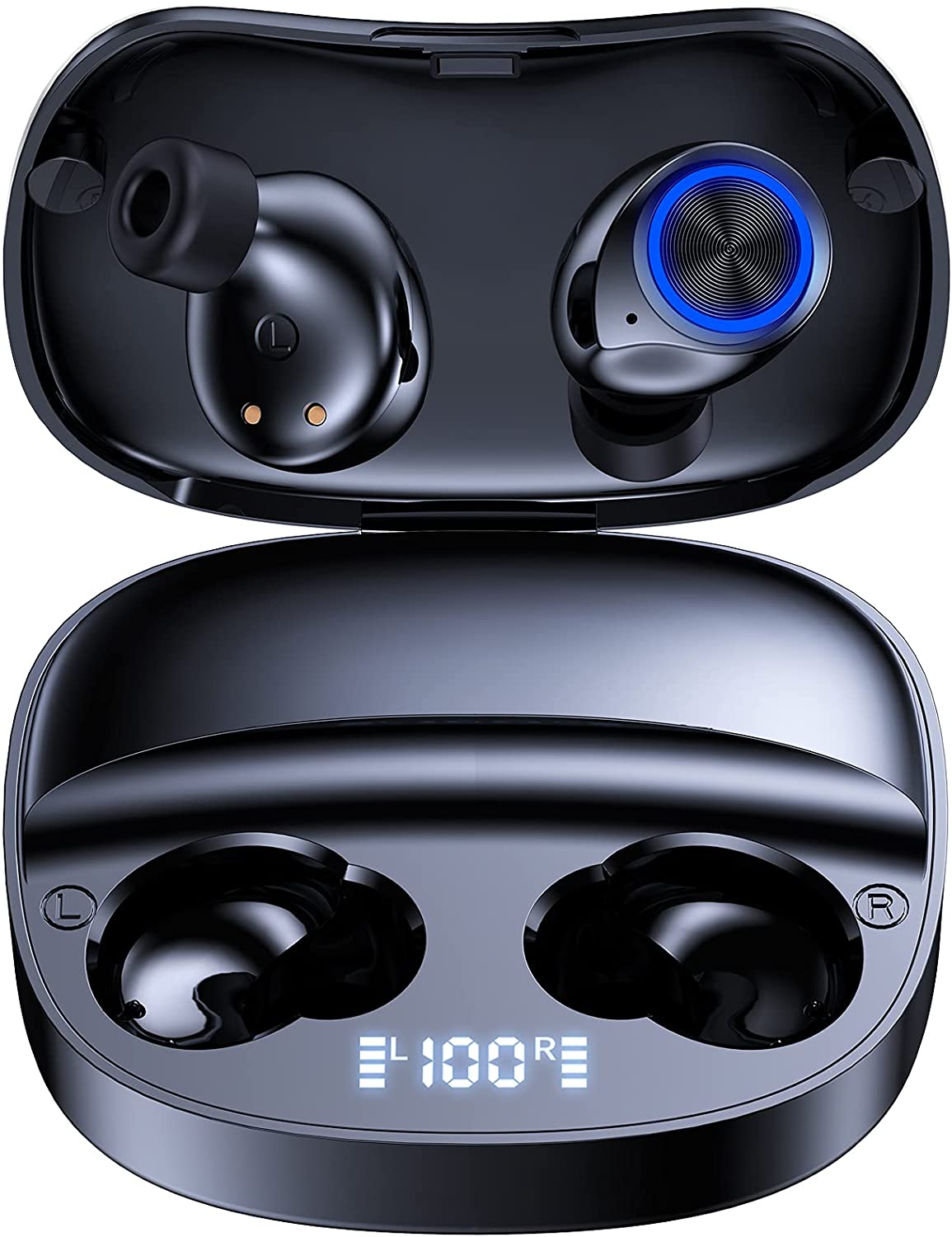 Wireless Earbuds，Bluetooth 5.0 Headphones Touch Control with Wireless Charging Case IPX8 Waterproof TWS Stereo Earphones Built-in Mic Headset Deep Bass for iPhone/Android & Work/Running/Travel/Gym 
