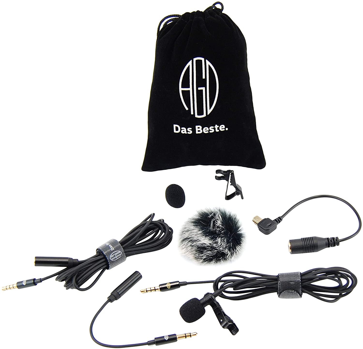 AGD Lavalier Lapel Microphone Kit Clip-on Omnidirectional Condenser Lav  Mic Compatible with iPhone, iPad, GoPro, DSLR, Camcorder, Zoom Audio  Recorder, PC, MacBook, Android, PS4