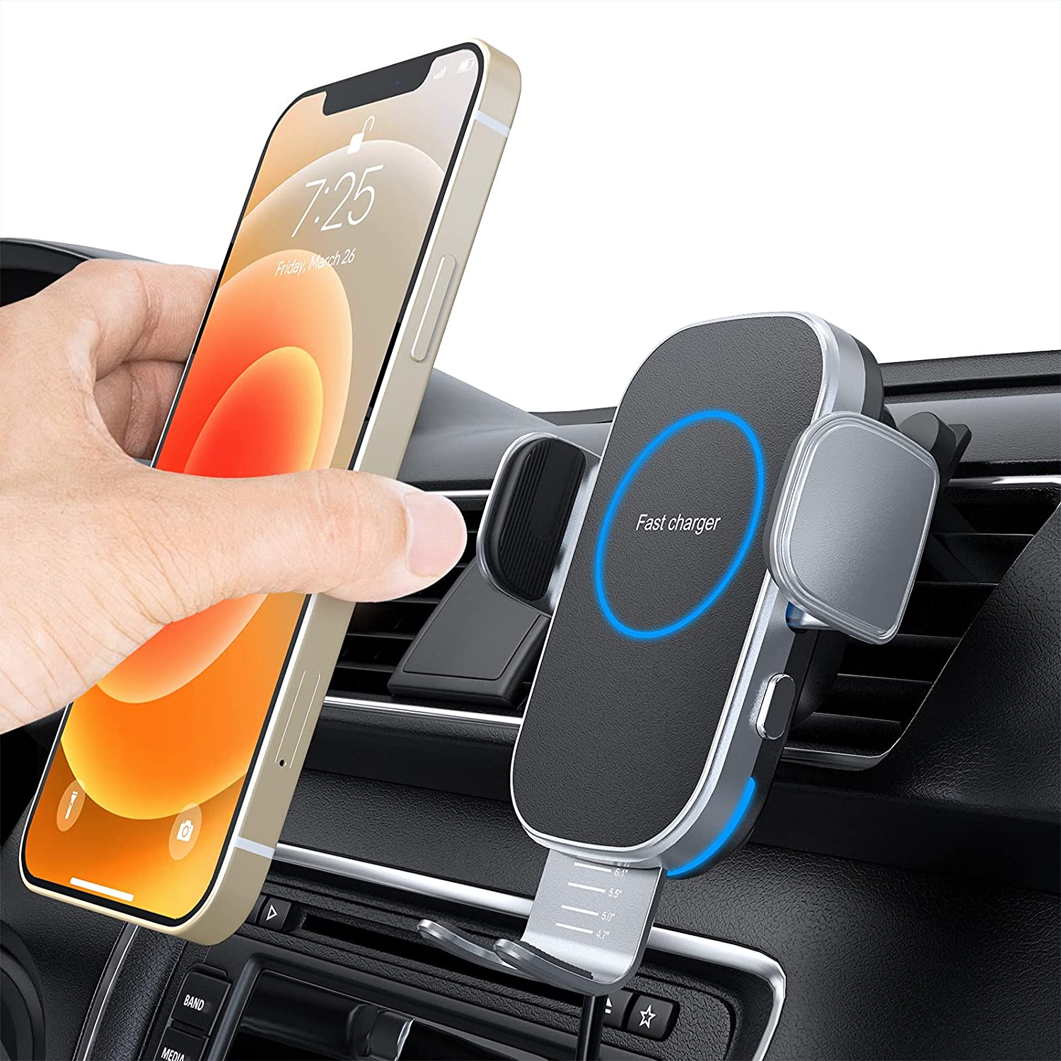 Car Wireless Charger, 15W Auto-Clamping Car Charger Mount, Air Vent Car  Charging Holder for iPhone 12/12 Pro/ 11/11 Pro/Xr/Xs Max/Xs/X/8, Samsung  S21/S20 /S10/S9/Note10/ Note9(with QC 3.0 Car Charger)