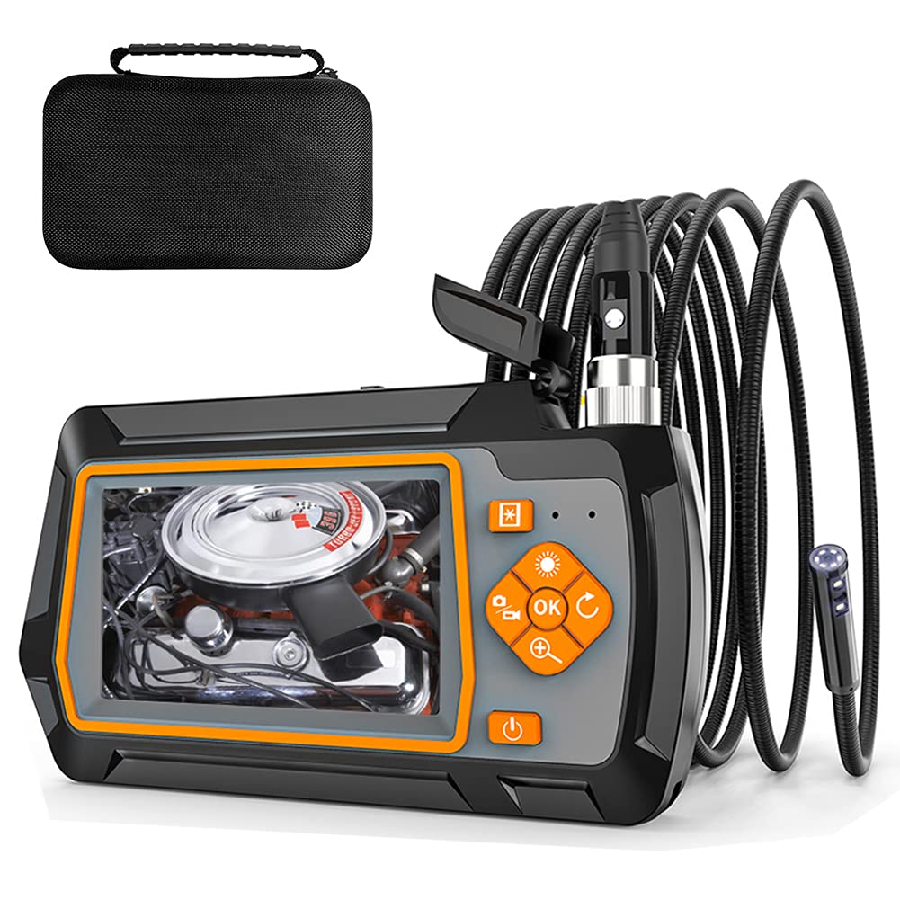 Industrial Endoscope Single Lens Inspection Camera 1080P HD Borescope  4.3-inch Screen 360° Adjustable Lens 8.5mm Cable with 32G Memory Card