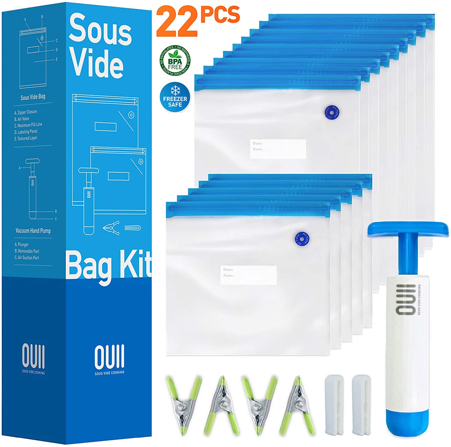 Sous Vide Bags for Anova or Joule Cookers (10 Small) Reusable Food