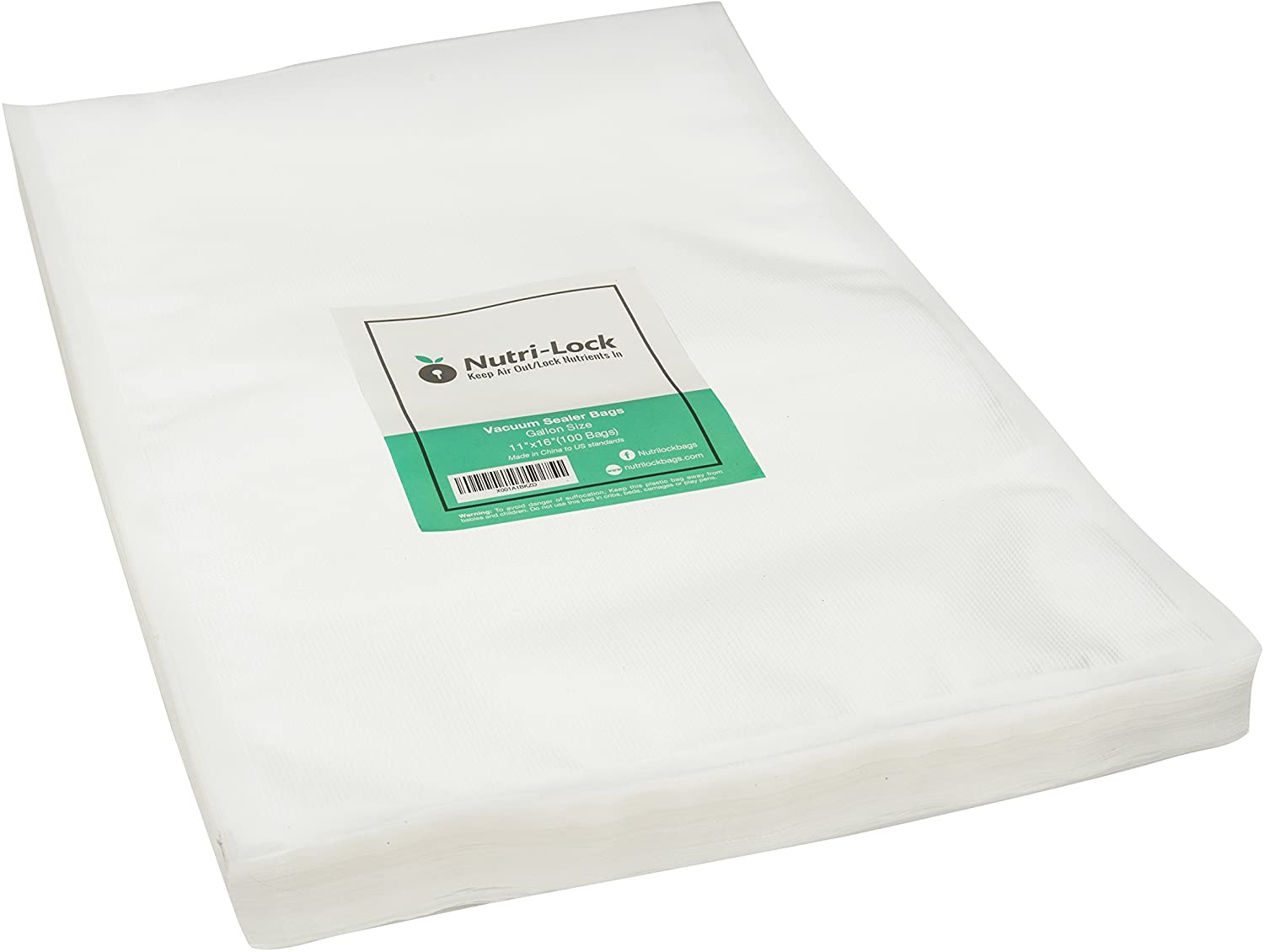 Nutri-Lock Vacuum Sealer Bags Sous Vide 2 Pack 11x50 Commercial Grade Bag Rolls for FoodSaver 
